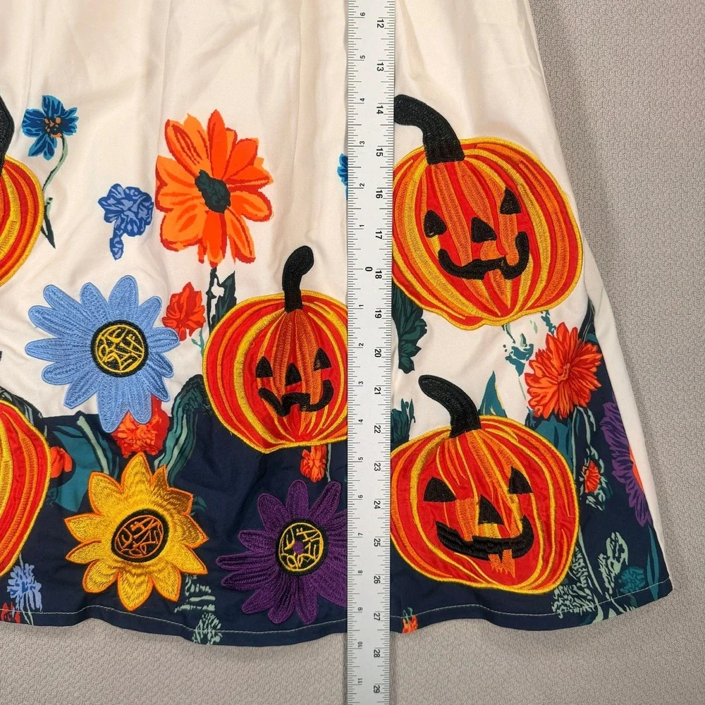 Mini Taylor Pumpkin Floral Embroidered Dress 7-8Y Girls Cream Halloween Fall